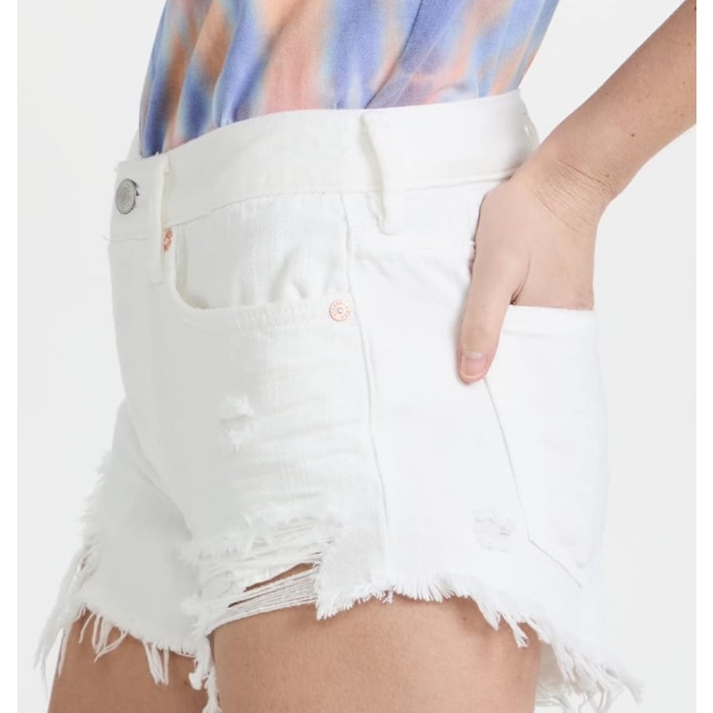 Free People Loving Good Vibrations White Cutoff Denim Shorts Boho | Size 25 - Picture 8 of 9